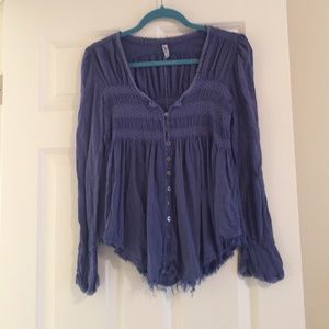 Free People Blue Top
