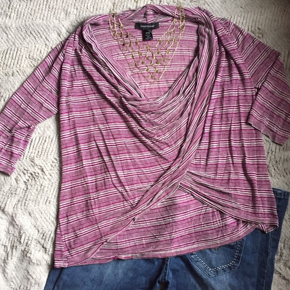 Ashley Stewart Sweaters - Ashley Stewart lightweight Purple and Gray sweater
