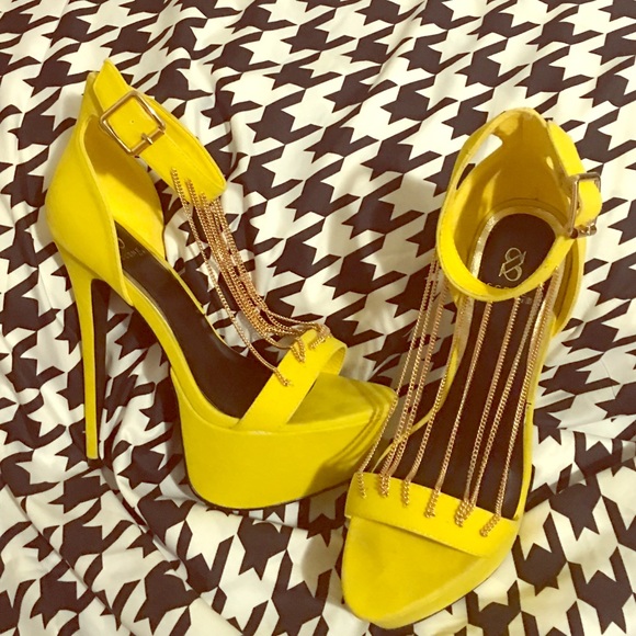 Yellow Olga Pump Heels