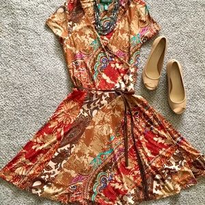 Ralph Lauren Paisley Print Faux Wrap Dress