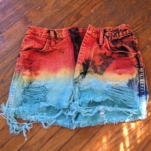 Tie Dye Wrangler Denim Shorts