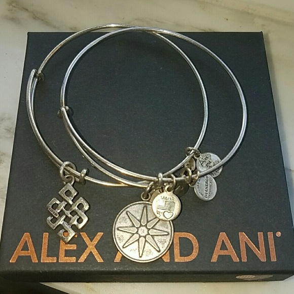 Two Alex & Ani silver bracelets