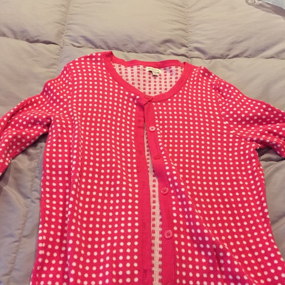 3/4 sleeve cardigan pink with white polka dots
