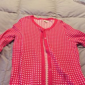 3/4 sleeve cardigan pink with white polka dots