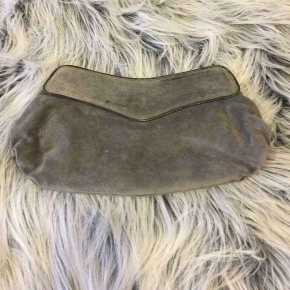 Lauren Merkin Gray Suede Clutch