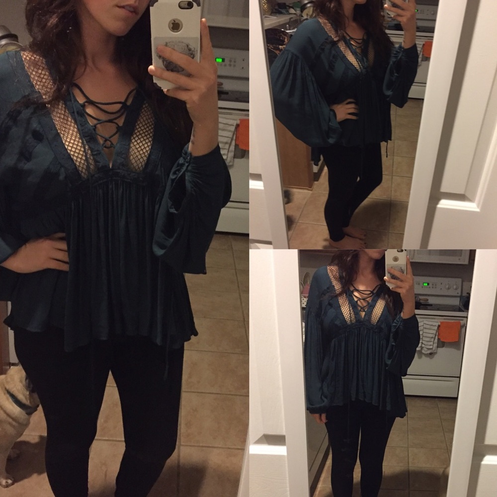 SALE BLUE FREE PEOPLE TOP