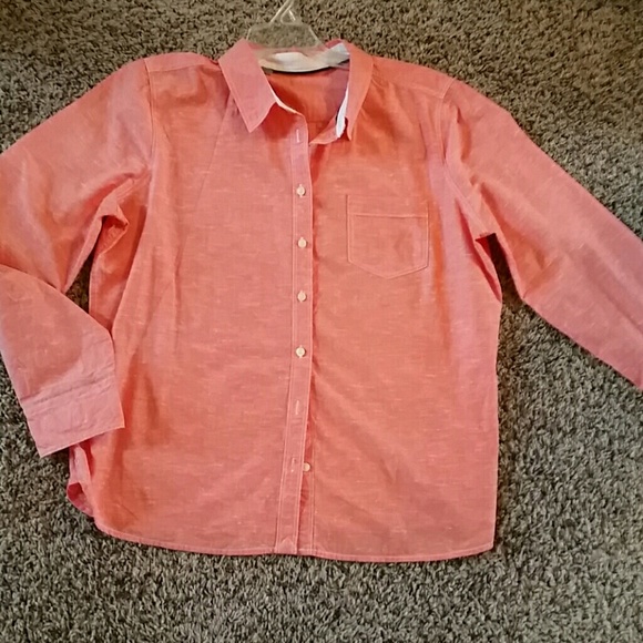 Orange Long-sleeved Oxford Button Up