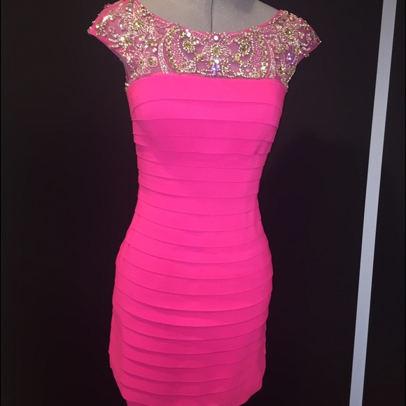 Sherri Hill Fuchsia Bandage Dress Size 8