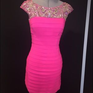 Sherri Hill Fuchsia Bandage Dress Size 8