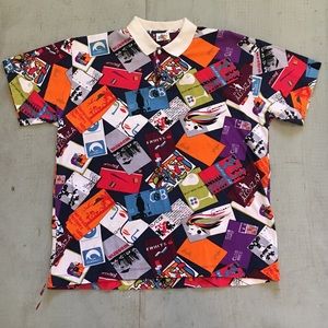 Polo Shirt with Deco/Jazz Postcard Pattern