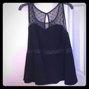 Sheer top and faux leather