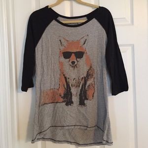 Fox print baseball tee