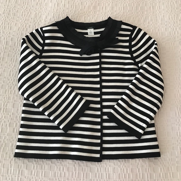 J.Crew striped sweater with snap/ribbon closure