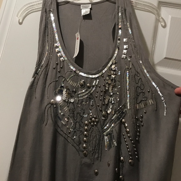 Detailed tank top- taupe color