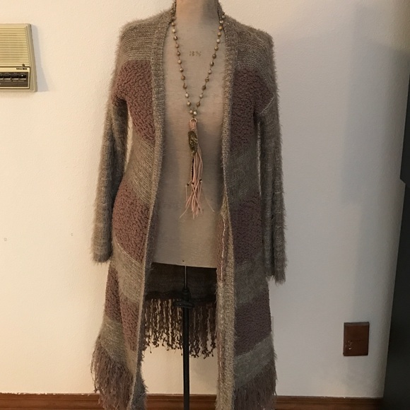 Boho Midi-Maxi Cardigan with Fringe