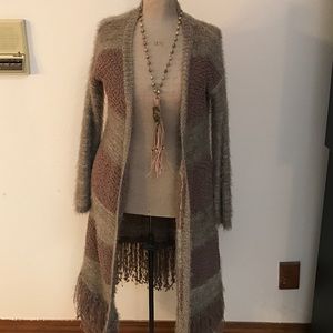 Boho Midi-Maxi Cardigan with Fringe