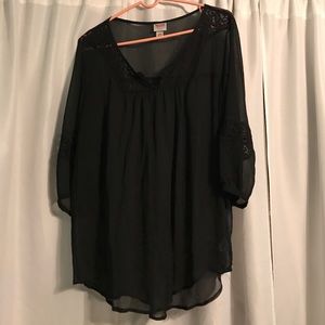 Black shirt with lace detail
