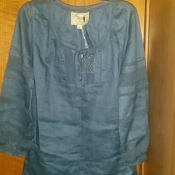 NWT Irving & Fine crochet peasant top Size S - Picture 2 of 4