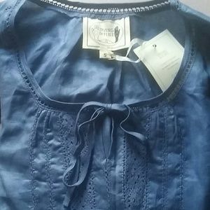 NWT Irving & Fine crochet peasant top Size S