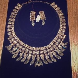Crystal bib necklace and earrings