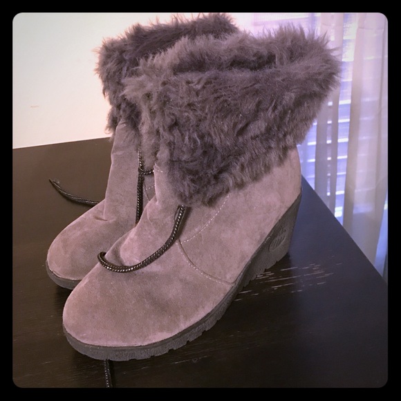 Gray Wedge Boots