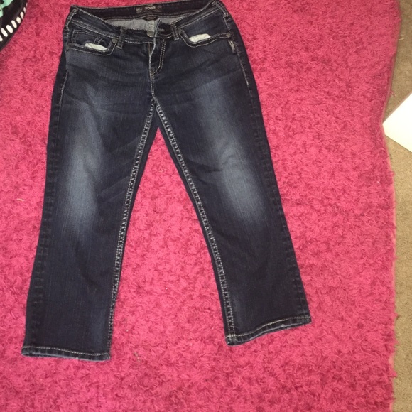 silver blue jean capris