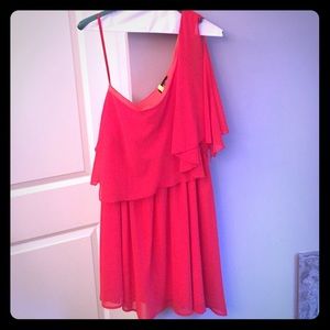 Chiffon one shoulder dress in Coral🔴SOLD🔴