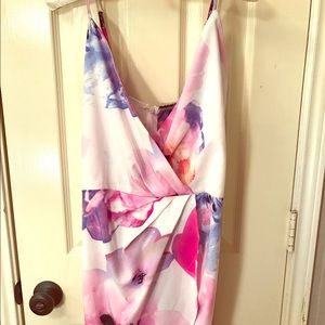 Floral Watercolor Wrap Dress w/ Petal Skirt