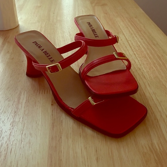 Red strappy sandals