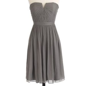 J. Crew Graphite Strapless Silk Dress