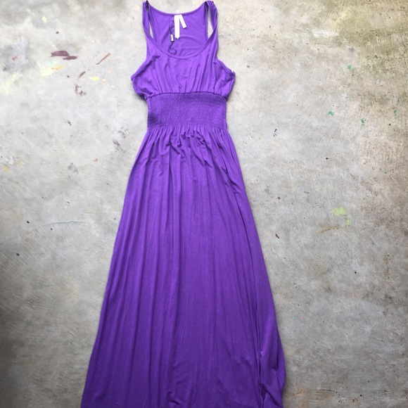 Purple Smocked Maxi Dress
