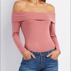 Pink/mauve off shoulder body suit size Small