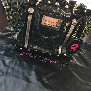 Betsey Johnson vinyl animal print shoulder bag