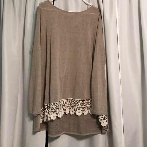 Tan sweater with lace bottom