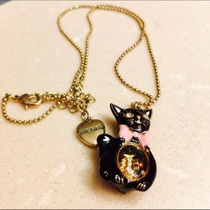 Betsey Johnson gold tone cat necklace