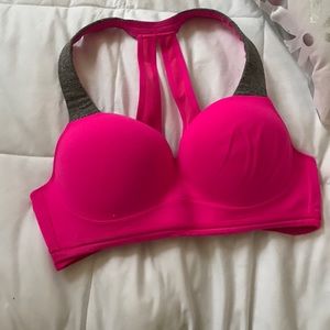 Victoria's Secret sports bra neon pink and silver