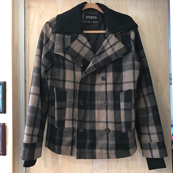 Unique Plaid Peacoat by Guess
