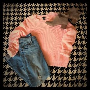 H&M neon peach sweater