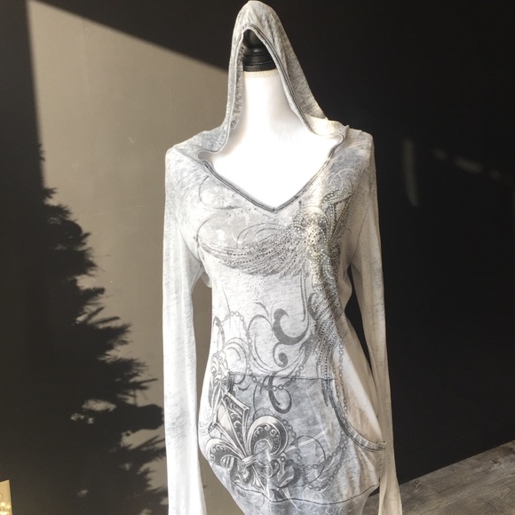 Buckle Tops - Vocal hooded shirt from buckle bling rhinestone