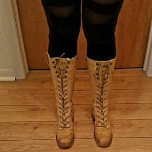 Frye tie up leather boots