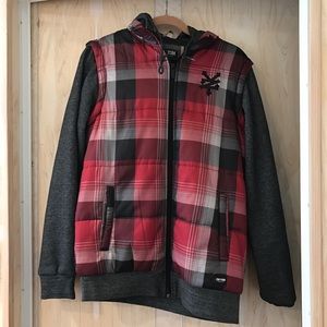 Plaid Hoodie Vest by Zoo York size small