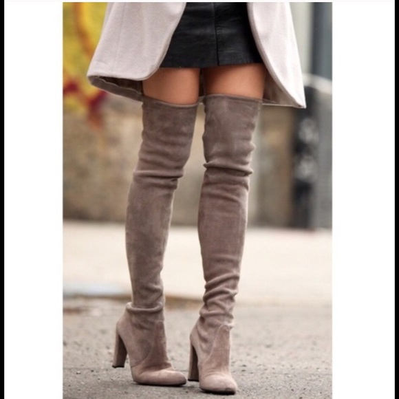 Shoes - Taupe suede over the knee boots size 6 1/2