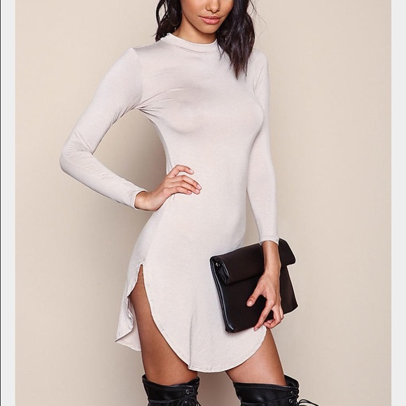 Love Culture Dresses & Skirts - Taupe Curved Sides Bodycon Dress