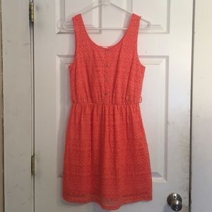 Coral lace skater dress