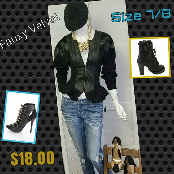 Tops - Faux Leather Peplum Jacket