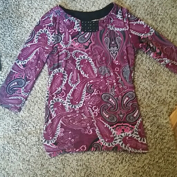 Kim Rogers Paisley Patterned Purple Shirt