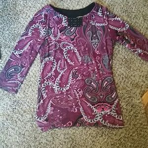Kim Rogers Paisley Patterned Purple Shirt