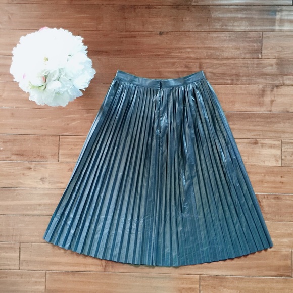🎉2XHP🎉 J. CREW FAUX LEATHER PLEATED MIDI SKIRT 4 - Picture 4 of 4