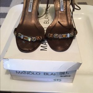 Brown Jeweled Manolo Blahnik Sandals size 7