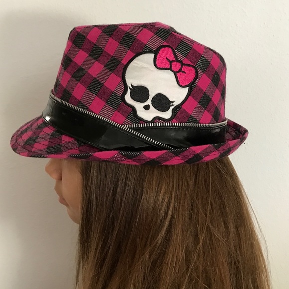 Pink & black plaid fedora. Monster High